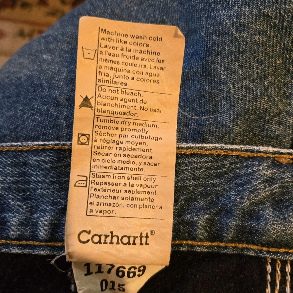 Carhartt B200 DST Fleece Lined Carpenters Pants Dungaree Fit‎ Denim 42x30 Jeans